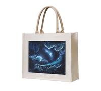 ERCgad Sac fourre-tout unisexe avec imprimé lune, étoiles et planètes, grand format, réutilisable, léger, shopping, voyage, bureau, travail, w nd