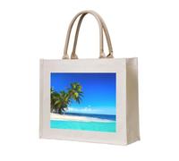 ERCgad Sac fourre-tout unisexe avec imprimé palmiers et mer transparente, grand format, réutilisable, léger, shopping, voyage, bureau, travail, w nd