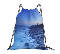 ERCgad The Seaside Lighthouse Print Sac à dos léger pliable avec cordon de serrage réutilisable pour homme et femme
