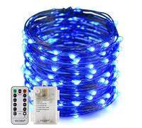 Erchen Guirlande lumineuse à DEL à piles, à intensité variable, 200 LED, ultra fine, étanche, 8 modes, minuteur, fil de cuivre, avec télécommande à 13 touches, pour intérieur et extérieur, fête de