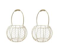 Ercheng Lot de 2 paniers de mariage en métal doré avec poignée, panier en métal pour le stockage des œufs, paniers en métal vintage pour décoration