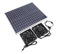 Erchineko Kit de Ventilateur d'extraction Double Panneau Solaire 22 W, Ventilateur Solaire 12 V pour Poulailler, Niche pour Chien, Serre, Hangar, Fenêtre de Camping-Car, d'extraction alimenté