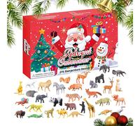 Erconsso Calendrier de l'Avent - 24 Jours Pour Compter Jusqu à Noël Animaux,32 Figurines Animalières Réalistes pour Décor Saisonnier d'Intérieur et Étagère