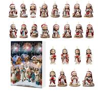 Erconsso Calendrier de l'Avent Pendentif Noel - Compteur de Jours à 24 Pendants Jésus pour Noël,Décoration Acrylique Saisonnière pour Clôture Cheminée Mur Salon Chambre