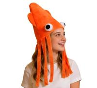Erconsso Chapeau Calmar Drôle - Bonnet Calamar Respirable en Peluche pour Déguisement - Accessoire de costume fou,Pour Photographie, Fêtes, Noël, Anniversaire, Adultes, Garçons, Filles