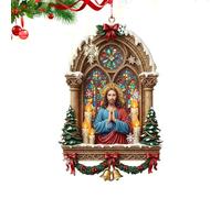 Erconsso Décorations de Noël Jésus - Pendentif Scène de Prière de Jésus pour Sapin de Noël | Ornements Acryliques 2D pour Fêtes Cadeaux Femme Homme Mère Amis Famille Père