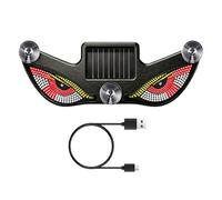 Erconsso Feu D'Avertissement Yeux Solaire, Décoration LED Avertissement Dynamique Alimentée Par L'Énergie Solaire Et USB, Décoration Lunette Arrière Voiture, Pour Camion Vélo Pare-Brise Arrière