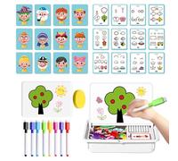 Erconsso Jeu Magnétique Visage à Habiller,Jeu Éducatif Puzzle Tableau à Dessin,Activité d'apprentissage Sensoriel et Motricité Fine pour 3-6 Ans - Garçons Filles 3