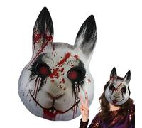 Erconsso Masque De Lapin - Masque Effrayant Halloween,Accessoire de Déguisement pour Spectacle Théâtre Fête Mascarade Cosplay Célébration