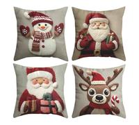 Erconsso Taie d'oreiller de Noël, décorations de Noël d'hiver avec fermeture éclair invisible - 45 x 45 cm - Pour maison, salon, chambre à coucher, chambre d'enfant, canapé, fête, dortoir