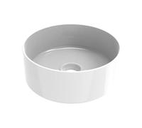 ERCOS Lavabo rond en céramique, lavabo de salle de bain couleur blanc brillant, sans trop-plein, diamètre 410 mm