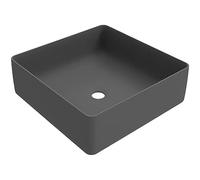 ERCOS Square Ceramic Countertop Washabin, Bathroom Washabin Colour Matt Grey, Without Overflow, Dimensions 416x416 mm