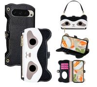 ERDARARIPRO Crossbody Étui de téléphone pour Realme 15T 5G avec cordon, motif de dessin animé Étui portefeuille à rabat avec miroir [4 emplacements pour cartes + 1 fente pour l'argent liquide] Noir