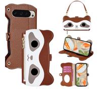 ERDARARIPRO Crossbody Étui de téléphone pour Realme 15T 5G avec cordon, motif de dessin animé Étui portefeuille à rabat avec miroir [4 emplacements pour cartes + 1 fente pour l'argent liquide] Marron