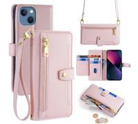 ERDARARIPRO Étui pour Xiaomi Poco M7 4G, avec cordon de transport, étui de protection à rabat avec support et fermeture éclair magnétique, 6 emplacements pour cartes + 1 compartiment pour l'argent