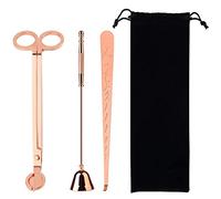 erduoduo Coupe-mèche de bougie, éteignoir à long manche, coupe-mèche pour bougies, kit d'entretien 3 en 1 - Ensemble de coupe-mèches de bougie (or rose)