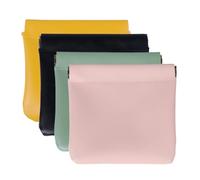 Erebloom Pouchic - Personalized Snap Closure Leather Organizer Pouch, Mini Makeup Bag for Cosmetics Headphones Jewelry Lipstick (4pcs B,10 * 10cm)