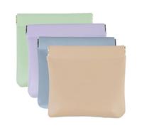 Erebloom Pouchic - Personalized Snap Closure Leather Organizer Pouch, Mini Makeup Bag for Cosmetics Headphones Jewelry Lipstick (4pcs A,10 * 10cm)