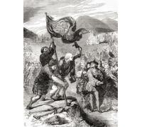 Érection de la norme du prince Charles Edward Stuart sur les rives du Loch Shiel Écosse au début du lever jacobite en 1745. Charles Edward Louis John Casimir Sylvester Severino Maria Stuart 1720 1788