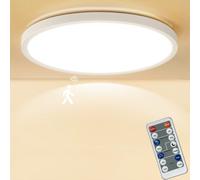Eregou Plafonnier LED a detecteur de mouvement, capteur radar 5.8G telecommande, 24W 2400Lm, etancheite IP44, 3 temperatures de couleur, Ideal pour sous-sol, garage, escalier, couloir, balcon