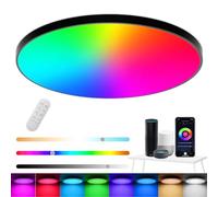 Eregou RGB Plafonnier LED Dimmable, 24W 2400LM Plafonniera Led avec Télécommande, 3000K-6500K LED Rond Ultra Fin pour Salon, Chambres d'enfants Ø30CM Compatibel mit Alexa APP Google Assistant