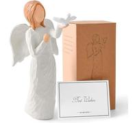 Erelaer Statue Ange Gardien, Figurine d'Ange Main Peinte avec Colombe, Cadeau pour Noël Fête des Mères Thanksgiving, Décoration Religieuse pour la Maison