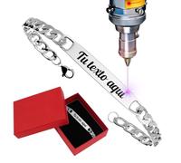 ErenBros Bracelet personnalisé en acier inoxydable avec gravure laser pour homme - Cadeau d'anniversaire et de fête des pères, 21 cm, Acier inoxydable, Non