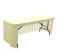 ERERE Jupe de Table élastique, 1 pièce, en Tissu Extensible, for décoration de Banquet, de Mariage ou d'exposition(Off-White,183x76cm/72x30in)