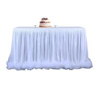 ERERE Jupe de Table en Tulle avec Volants, Style Tutu, for Tables Pliantes, élégante décoration de fête d'anniversaire de Princesse for présentation de gâteaux et Desserts.(White,6ft (185 cm/72.8in))