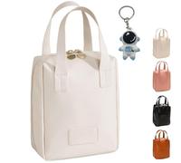 Eretinputc Makeup Bag, 2024 New Premium Makeup Bag for Women, Multi-Compartment Large Capacity Travel Cosmetic Bag, Portable PU Leather Waterproof Toiletry Bag with Zipper (White)
