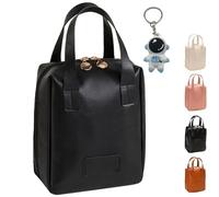 Eretinputc Makeup Bag, 2024 New Premium Makeup Bag for Women, Multi-Compartment Large Capacity Travel Cosmetic Bag, Portable PU Leather Waterproof Toiletry Bag with Zipper (Black)
