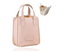 Eretinputc Makeup Bag, 2024 New Premium Makeup Bag, Multi Compartment Waterproof Travel Makeup Bag, Fashion PU Leather Makeup Bag (Pink)