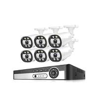 ERETYRET 8CH 4K 5MP POE Sécurité AI Système De Caméra Détection De Visage 8MP CCTV Vidéo Surveillance Kit De Protection Couleur Nuit Vision NVRP2P Facile à Installer(None,8CH NVR 6PCS CAM 5MP)