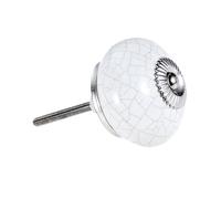 ERETYRET Bouton en Céramique Craquelé, Poignée Peinte, Boule De Placard, Traction Ronde, Décor Minable, Cuisine Rétro, Blanc/Rose/Bleu/Beige, Vis 43mm Application Plus Large(White*10)