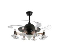 ERETYRET Led plafonnier ventilateur suspension lumière lustre Art européen Invisible salon nordique créatif chambre salle à manger rétro Refroidissement Silencieux(3,Remote control,48inch)
