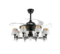 ERETYRET Led plafonnier ventilateur suspension lumière lustre Art européen Invisible salon nordique créatif chambre salle à manger rétro Refroidissement Silencieux(1,Remote control,48inch)