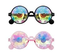 ERFGT 2 Pièces Lunettes de Soleil Kaléidoscope, Lunettes Arc-En-Ciel Prisme, Lunettes Kaléidoscope Délirantes, Rave Festival Lunettes de Soiré, pour les Rave Parties, les Festivals de Musique