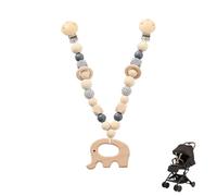 ERFGT Chaîne Poussette Garçon Fille, Chaîne de Poussette en Bois pour Enfant Garçon Fille, pour Landau ou Siège, Jouets de Poussette, pour Garçons et Filles (Éléphants)