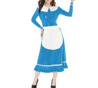 ERFSQIYALHJ Crossdresser PVC Robe de Demoiselle d'honneur col Peter pan Uniforme Anime Cosplay Costume (Bleu du lac,TTG)