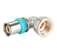 Erfu Coude Femelle Écrou Libre à Sertir Multicouche - Raccord 90°, Certifié DVGW, Multi-Profils U/H/TH, Laiton Fiable (20 mm x 3/4F-V)