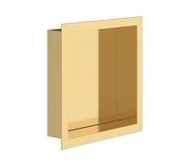 Erfu Salle de bain encastrée - Niche murale moderne en acier inoxydable - Étagère encastrable pour douche et salle de bain (doré brossé, 305 x 305 x 70 mm)