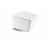 ERFU WC Suspendu au Mur avec Abattant à Fermeture Douce et Couvercle Ultra-Fin - Cuvette de Toilette Square Design Flottante en Céramique de Haute Qualité (Without Bidet)
