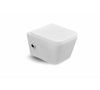 ERFU WC Suspendu au Mur avec Abattant à Fermeture Douce et Couvercle Ultra-Fin - Cuvette de Toilette Square Design Flottante en Céramique de Haute Qualité (With Bidet)
