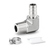 ERGAOBOY 1 pièce raccord coudé à 90 degrés en acier inoxydable 304, 3/8" BSP mâle x 10 mm cannelé pour carburant/air/liquide/gaz avec collier de serrage