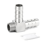 ERGAOBOY 1 pièce raccord coudé à barbillon en acier inoxydable 304, 3/8" BSP mâle x 15mm à barbillon x 15mm à barbillon, connecteur à angle droit 90 degrés avec collier pour air/liquide/gaz