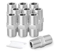 ERGAOBOY 10 pièces de raccords de tuyauterie à embout hexagonal en acier inoxydable 304, raccord droit adaptateur pour tuyau mâle BSP 1/2" x tuyau mâle BSP 1/2"