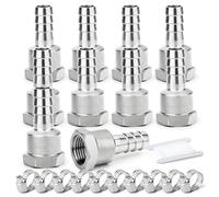 ERGAOBOY 10 Pièces Raccord de tuyau, cannelé de 12 MM sur filetage femelle 1/2" BSP, raccord de tuyau en acier inoxydable 304 pour carburant/air/eau/huile