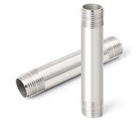 ERGAOBOY 2 Pcs 200mm 1"x 1" BSP mâle Carte Manchon Casting Tube 304 raccords de tuyauterie en Acier Inoxydable