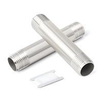 ERGAOBOY 2 Pcs 250mm 1"x 1" BSP mâle Carte Manchon Casting Tube 304 raccords de tuyauterie en Acier Inoxydable