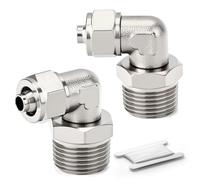 ERGAOBOY 2 PCS 4mm x 1/8" BSP Coude L Tournant Instantané | Raccord Pneumatique Laiton Nickelé, Connecteur Rapide Filetage Mâle pour Tuyau Air Eau